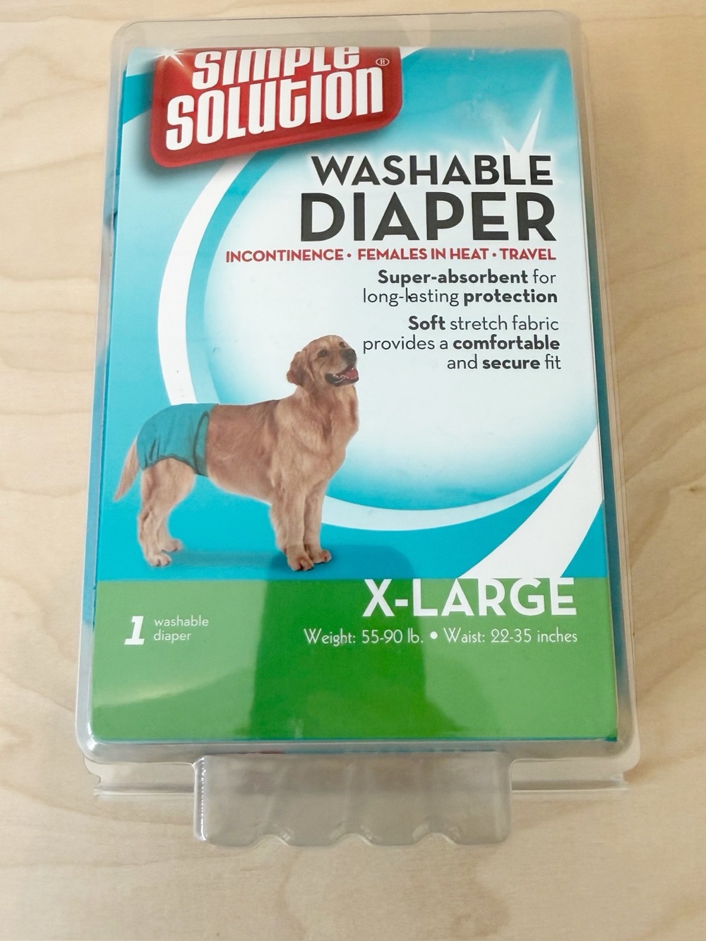 NIB Simple Solution | Washable Dog Diaper XL X-Large Incontinence Travel Heat